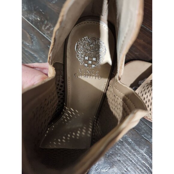 NEW Vince Camuto Katnina Brown Suede Peep-Toe Ankle Booties Sz. 11M - Picture 5 of 12